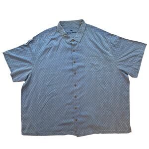 Tommy Bahama Men’s 5XLB Silk Short Sleeve Button Shirt Blue Geometric Big Tall